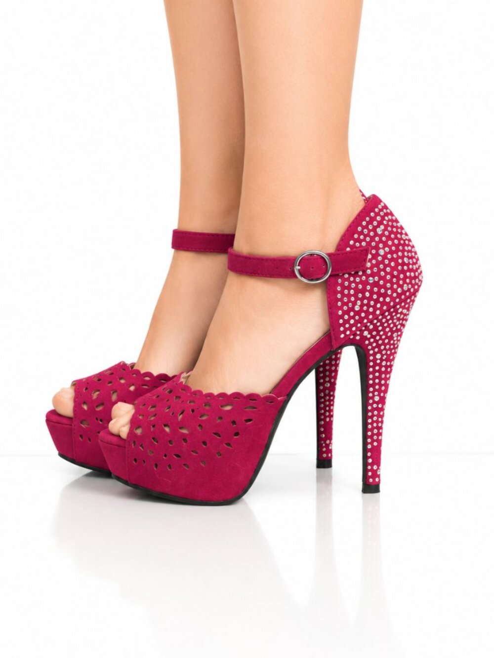 Platform Heel Ankle Strap Bling Heels Size 7.5